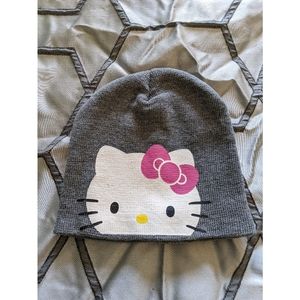 Gray Hello Kitty Cat with Pink Bow Beanie